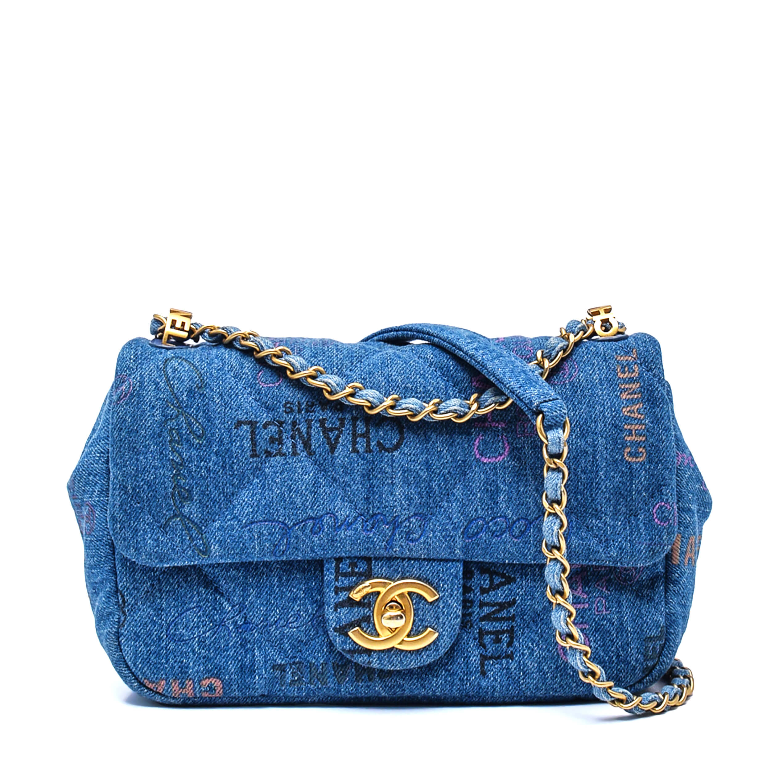 Chanel -Multicolor Denim Quilted Small Rectangular Flap Bag